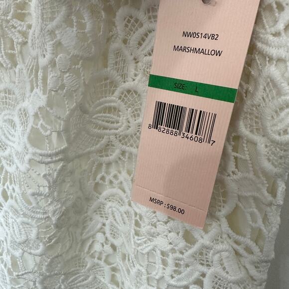 Nanette Lepore Womens Lace Crochet Top Size L White Marshmallow Back Zip NWT - Picture 4 of 6